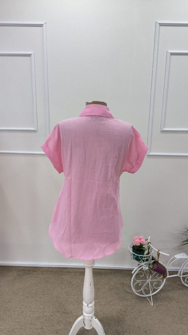 Janes Pink Casual Elegant Shirt With Polo Neck Wholesale Clothing Summer
