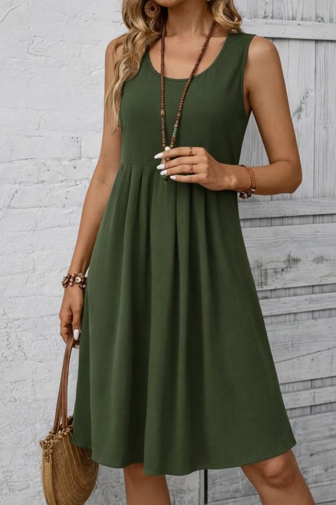 Janes Vestido Babydoll Verde Con Manga Casquillo Ropa al por mayor Casual