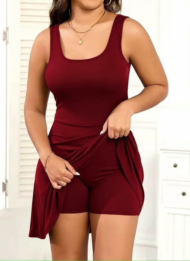 Janes Vestido Rojo Clarete Ajustado Y Acampanado Con Escote Cuadrado Ropa al por mayor Casual