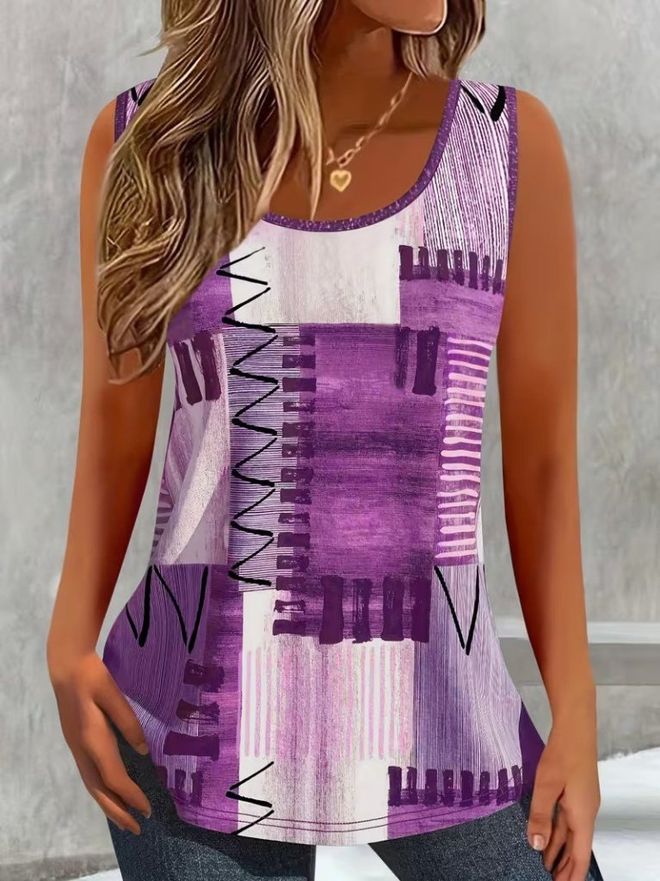 Janes Fioletowa Casual Boho Bluzka Bez Rękawów Hurtowa sprzedaż odzieży Casual