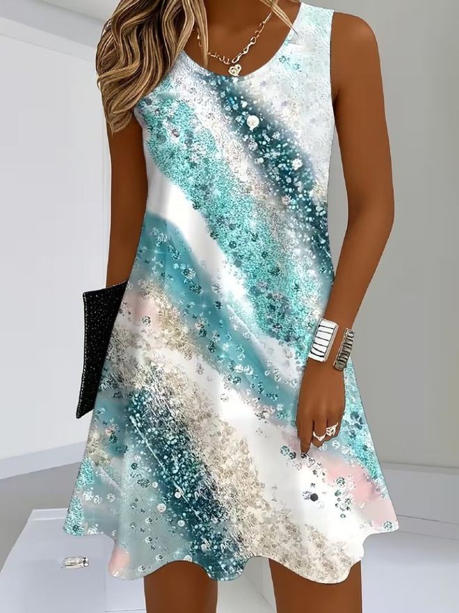 Janes Vestido Azul Casual Boho Línea A Ropa al por mayor Casual