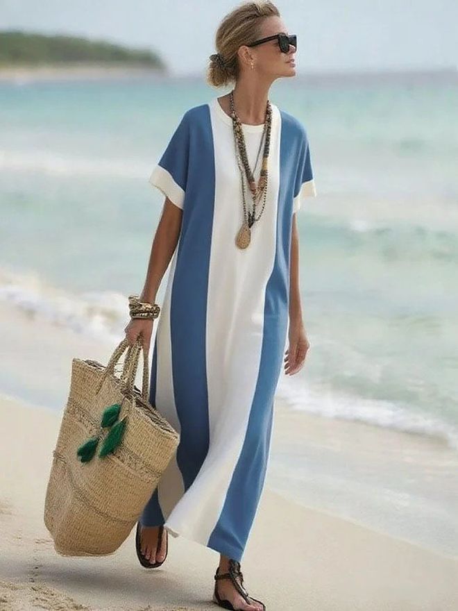 Janes Vestido Kaftan Azul Casual Boho Elegante Ropa al por mayor Modesto