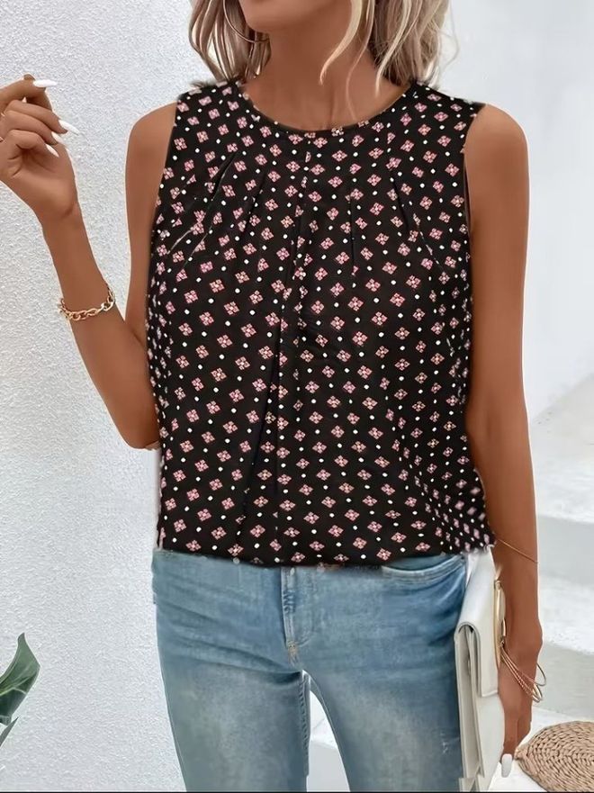 Janes Black Blouse With Cap Sleeves Casual & Elegant Wholesale Clothing Spring