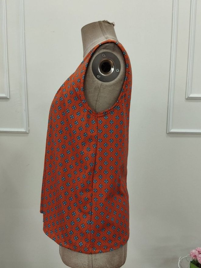 Janes Oranžinė Geometrinė Palaidinė Su „cap“ Tipo Rankovėmis Didmeninė prekyba drabužiais Dirželis