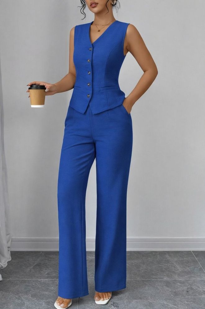 Janes Traje Azul Formal Elegante De Corte Ajustado Ropa al por mayor Formal