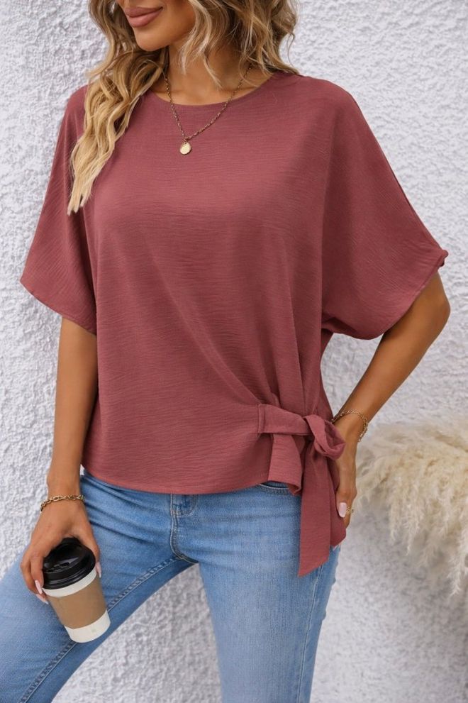 Janes Claret Red Casual Elegant Modest Blouse Wholesale Clothing 1
