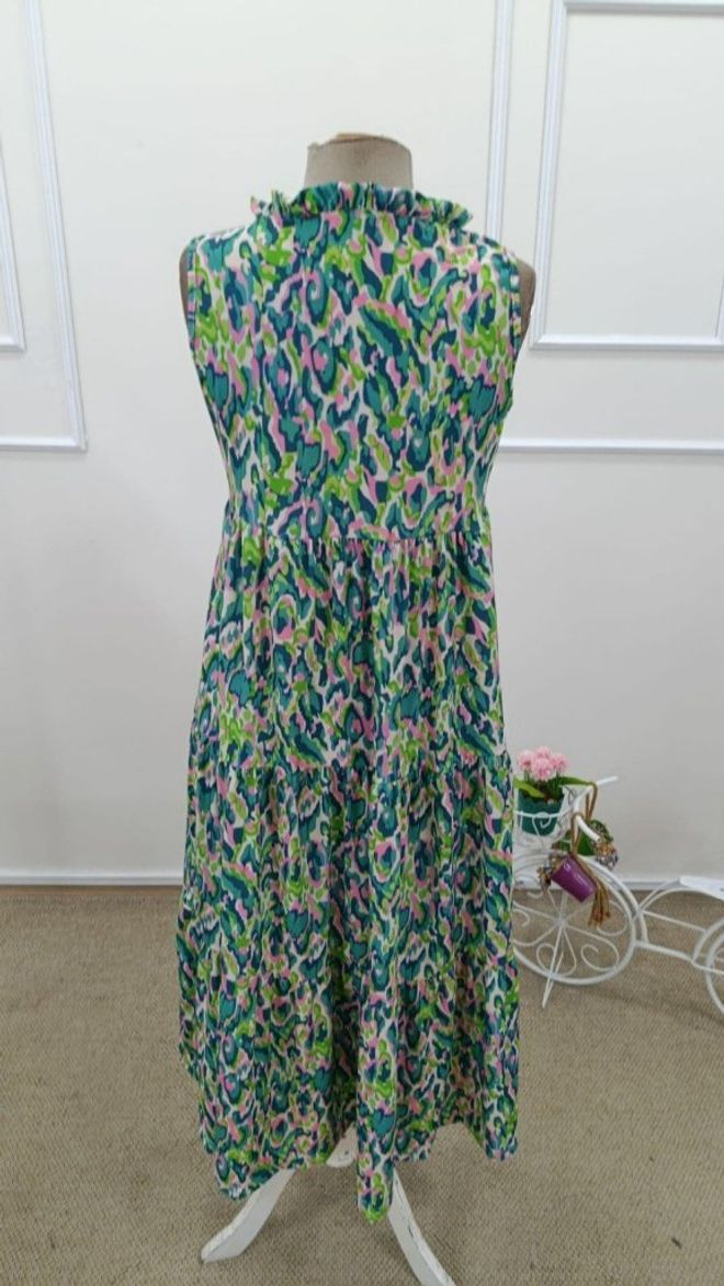 Janes Green Boho A Line Dress With Animal Print Wholesale Clothing Lounge