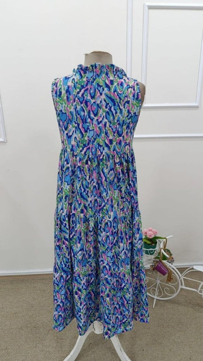 Janes Blue Elegant V Neck Midi Shift Dress Wholesale Clothing Lounge