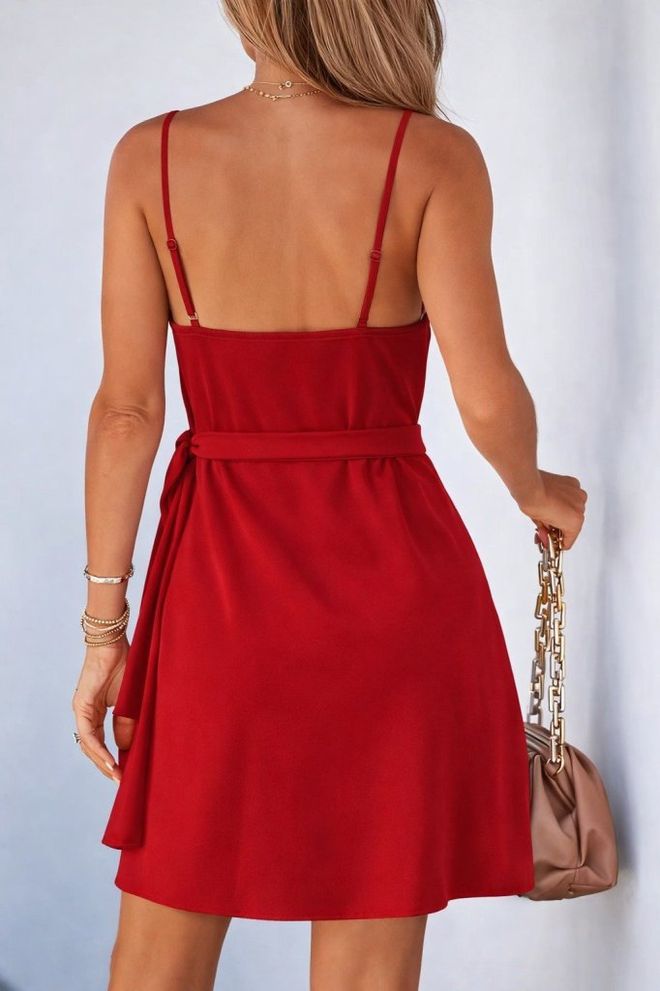 Janes Rood Sexy Casual Elegant Formeel Wrap Jurk Groothandel Kleding Verjaardag