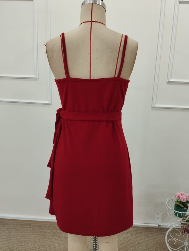 Janes Rood Sexy Casual Elegant Formeel Wrap Jurk Groothandel Kleding Kerst