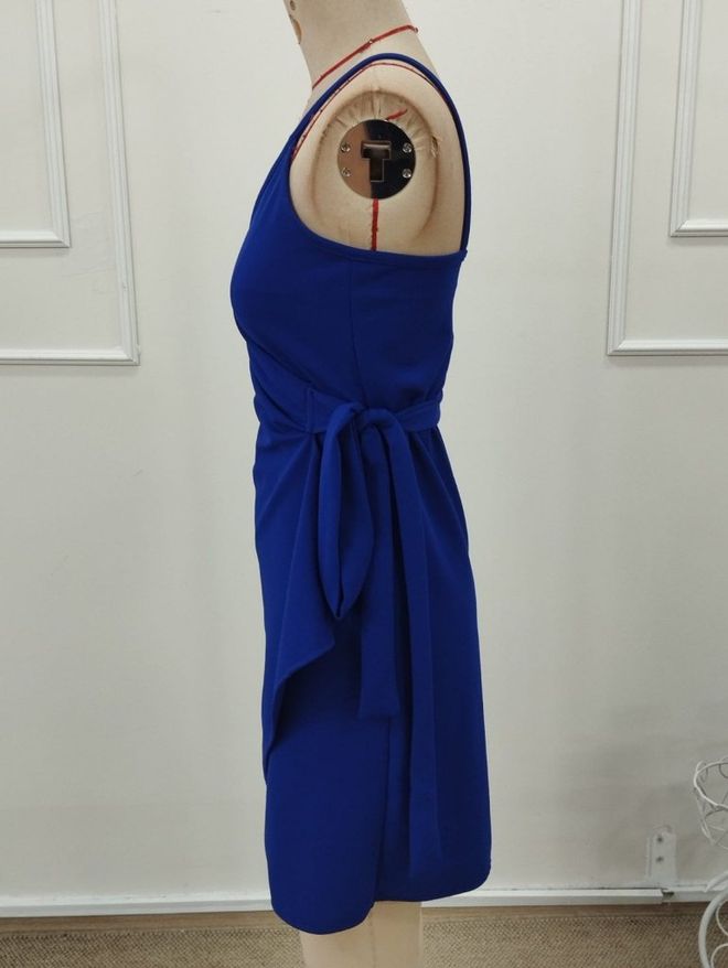 Janes Blauw Sexy Casual Elegant Formeel Wrap Jurk Groothandel Kleding 5