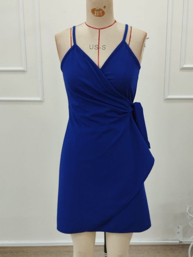 Janes Blauw Sexy Casual Elegant Formeel Wrap Jurk Groothandel Kleding Sexy