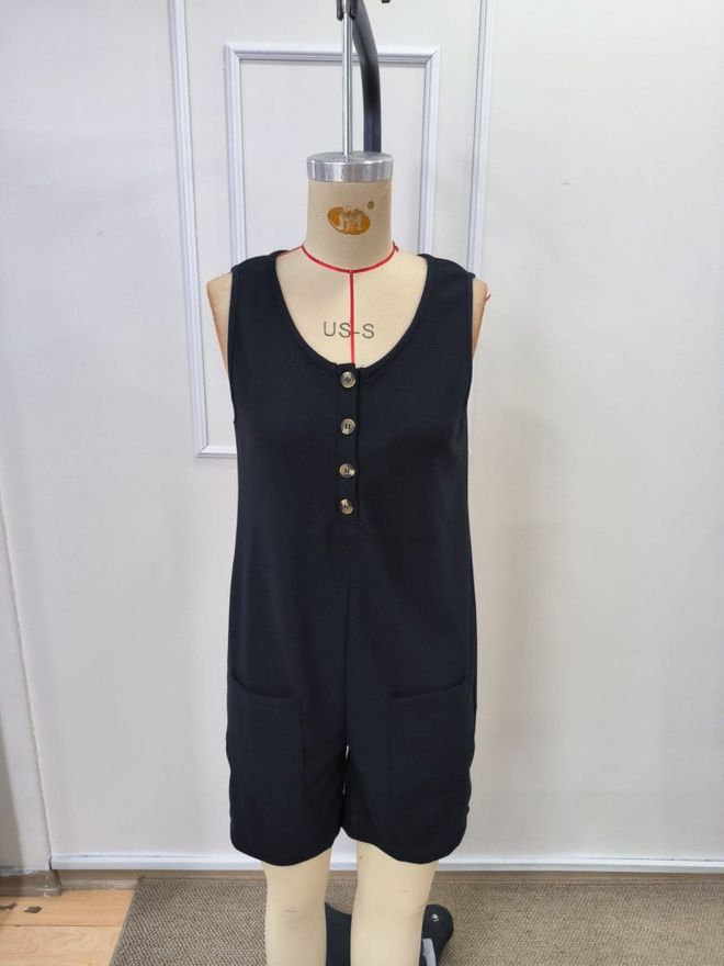 Janes Zwarte Mouwloze Casual Sexy Jumpsuit Groothandel Kleding Sexy