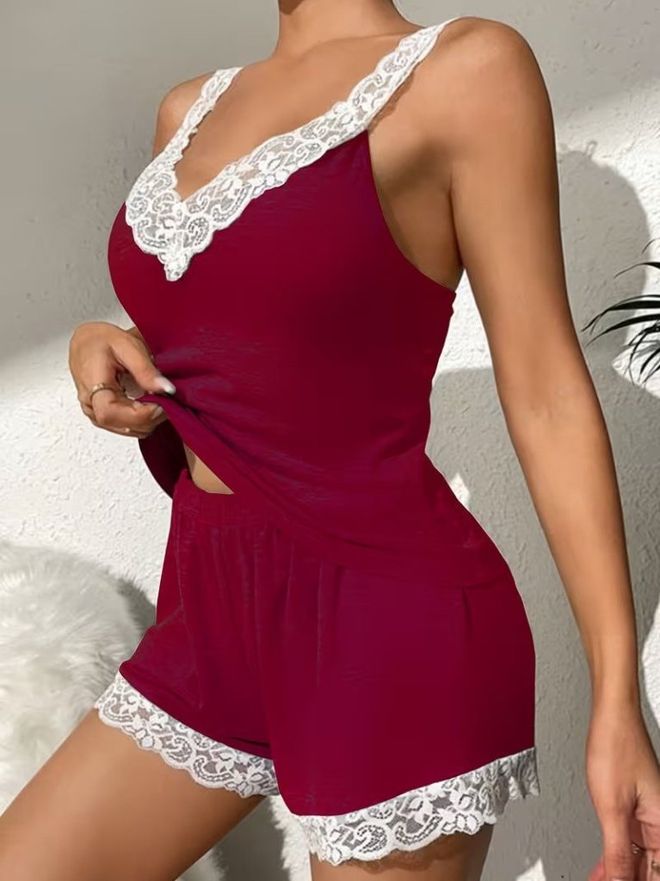 Janes Fato Vermelho Clarete Sensual Casual Sem Mangas Roupas por atacado Casual