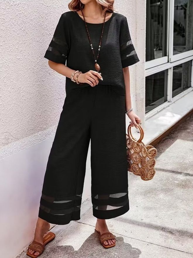 Janes Komplet Czarny Casual Skromny Elegancki Hurtowa sprzedaż odzieży Skromny