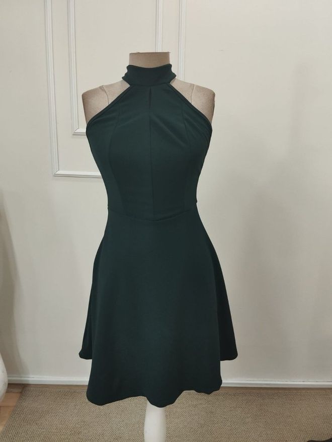 Janes Green Fit And Flare Dress With High Neck Wholesale Clothing Sexy