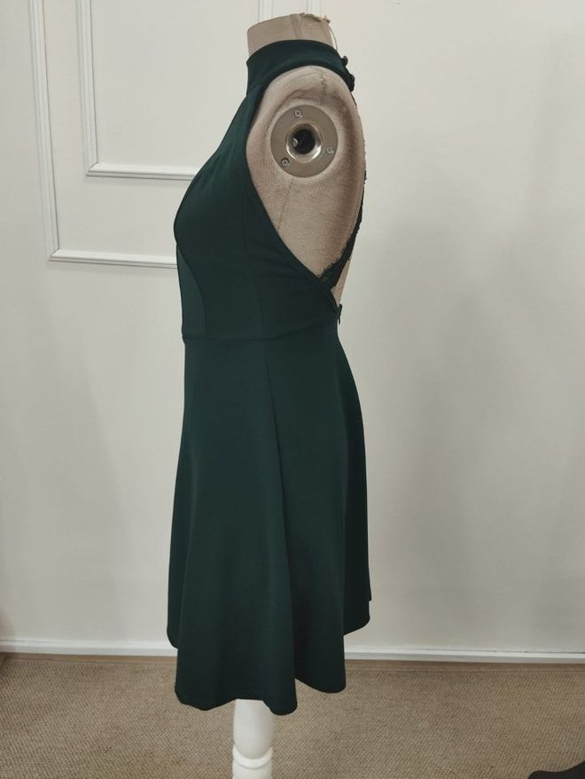 Janes Green Fit And Flare Dress With High Neck Wholesale Clothing 5