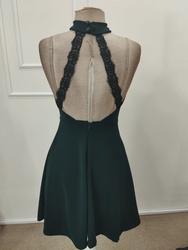 Janes Green Fit And Flare Dress With High Neck Wholesale Clothing Christmas