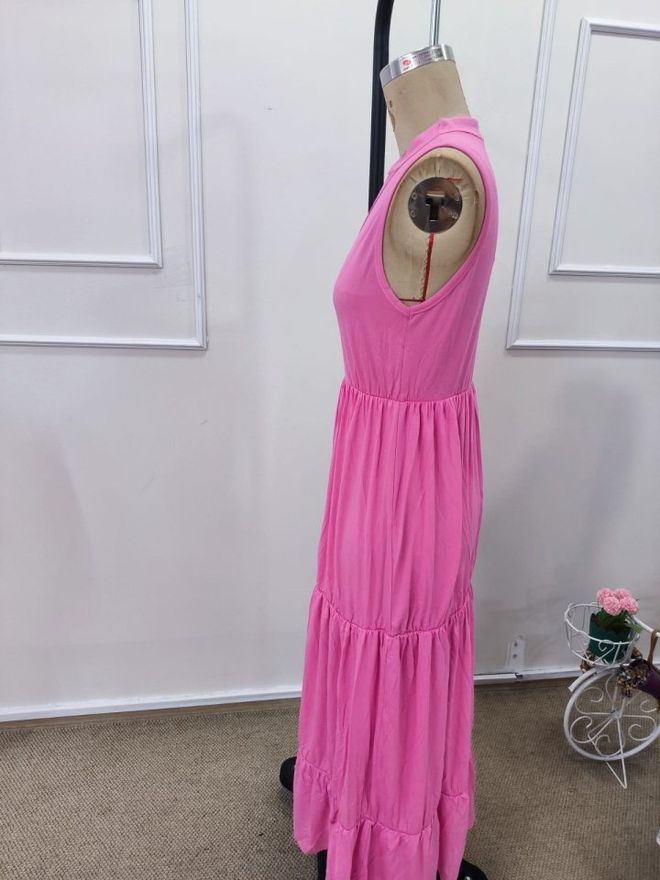 Janes Pink Boho Fit And Flare Midi Dress Wholesale Clothing Boho