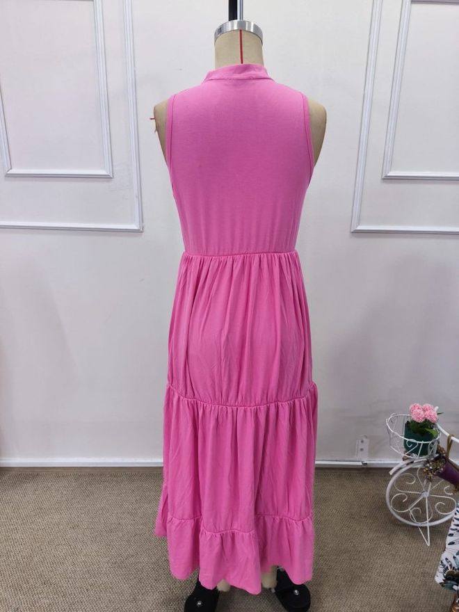 Janes Pink Boho Fit And Flare Midi Dress Wholesale Clothing 5