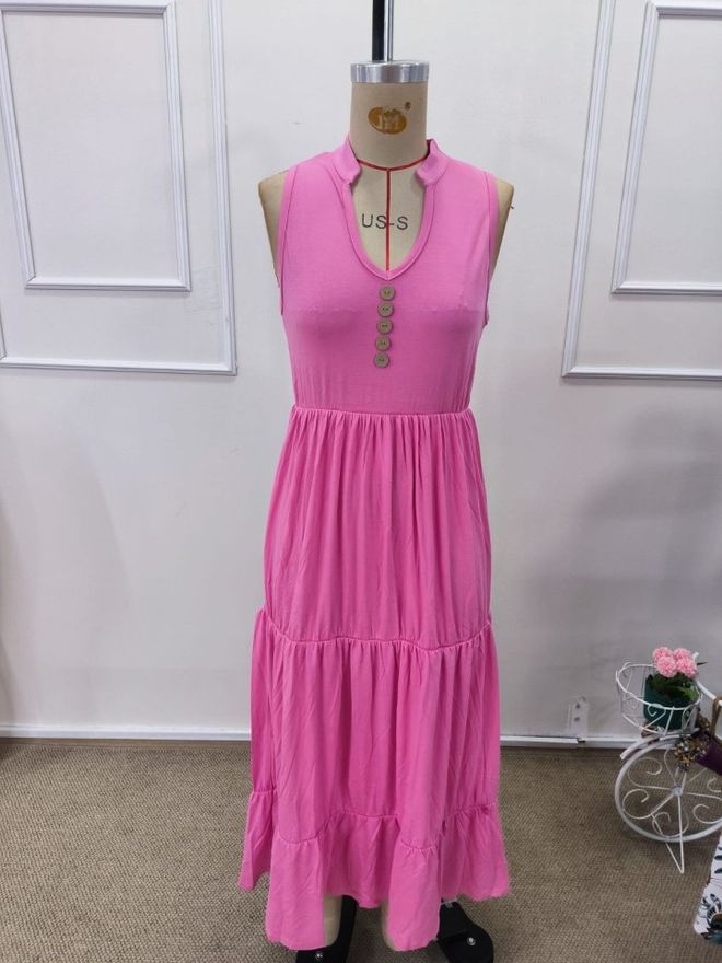 Janes Pink Boho Fit And Flare Midi Dress Wholesale Clothing Spring