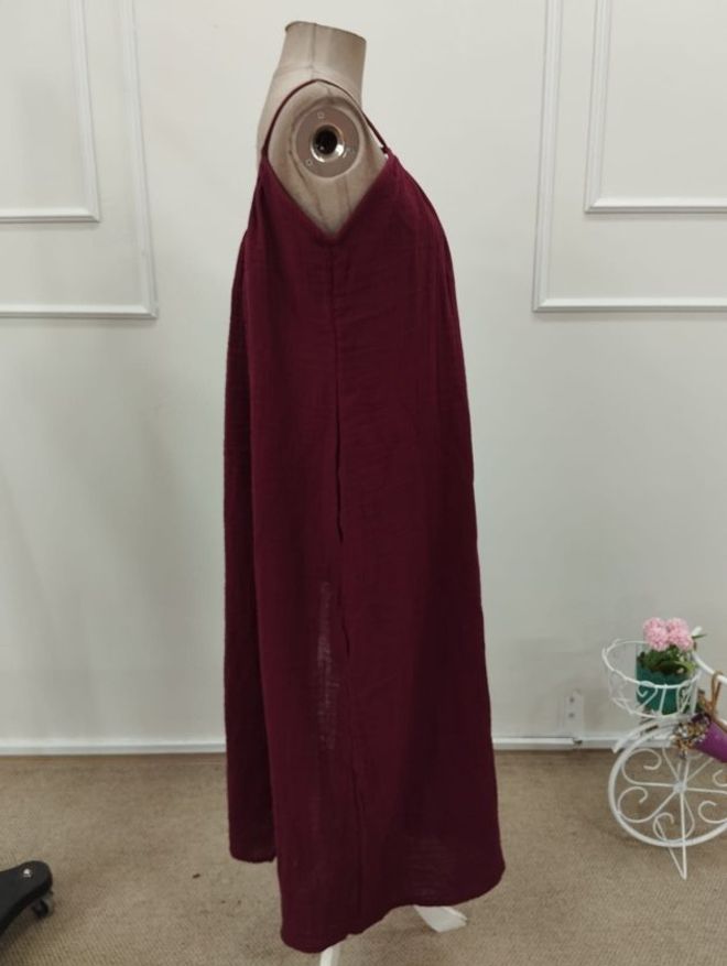 Janes Claret Red Slip Maxi Dress With Cap Sleeves Wholesale Clothing Boho