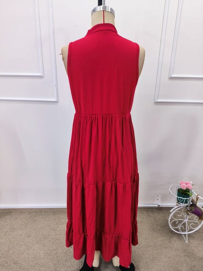 Janes Red Fit And Flare V Neck Midi Dress Wholesale Clothing Lounge
