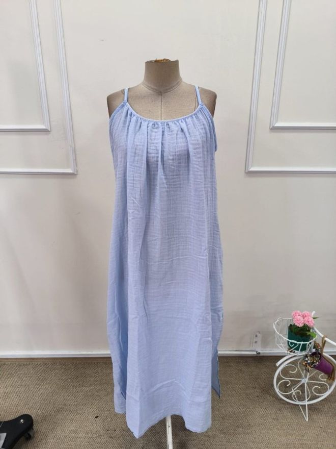Janes Blue Maxi Slip Dress With Cap Sleeves Wholesale Clothing Spring