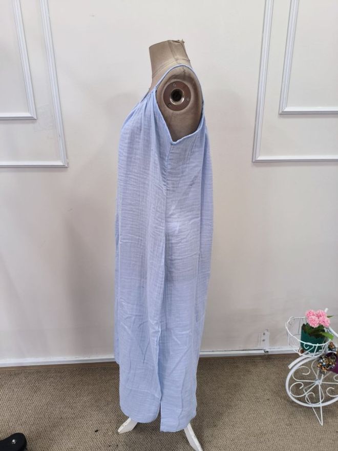 Janes Blue Maxi Slip Dress With Cap Sleeves Wholesale Clothing Boho