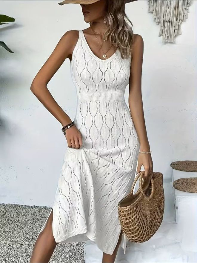 Janes White Bodycon V Neck Midi Dress With Cap Sleeves Wholesale Clothing Casual