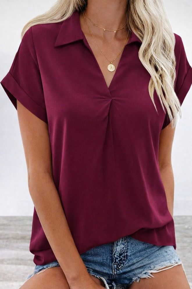 Janes Bordo Bluz Gündelik Zarif Kolej Toptan Giyim Gündelik