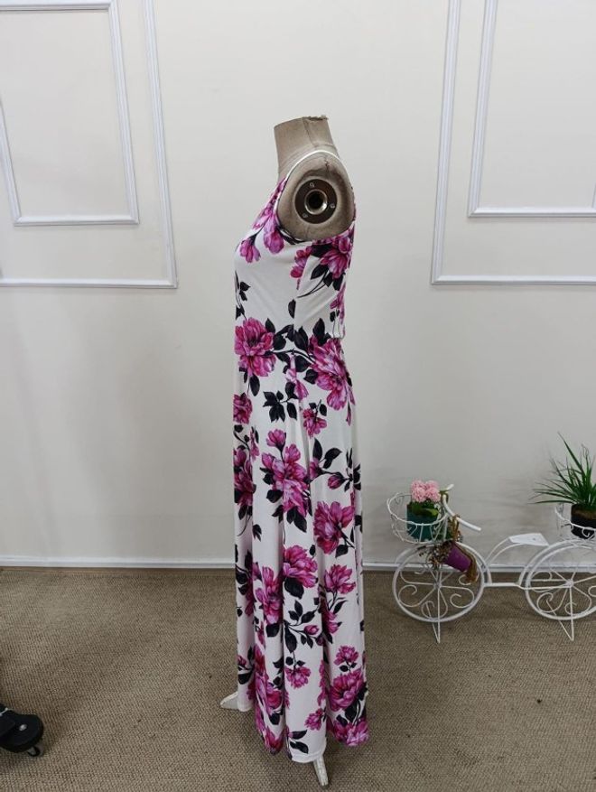 Janes White Floral Sleeveless A Line Dress Wholesale Clothing Boho