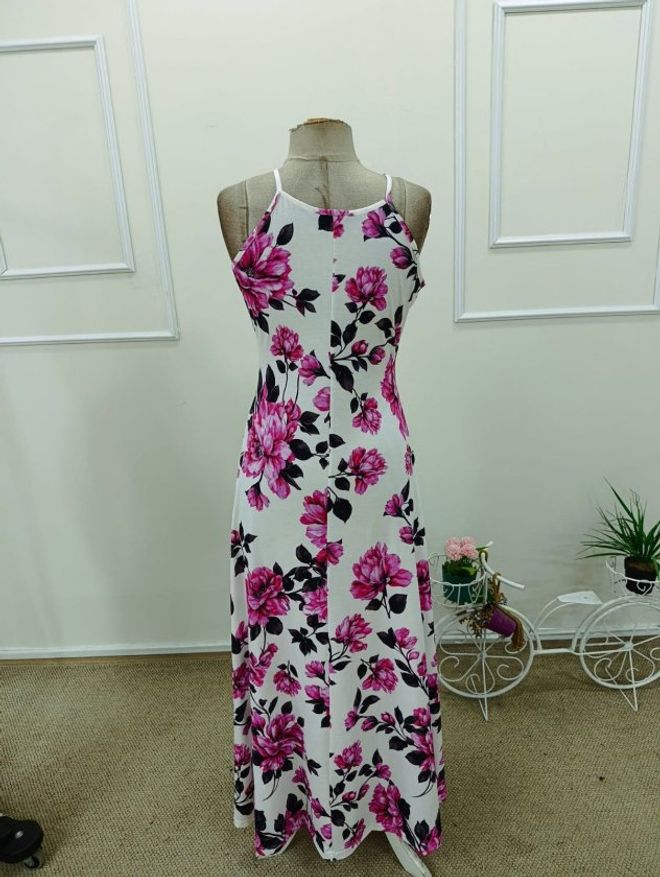 Janes White Floral Sleeveless A Line Dress Wholesale Clothing 5