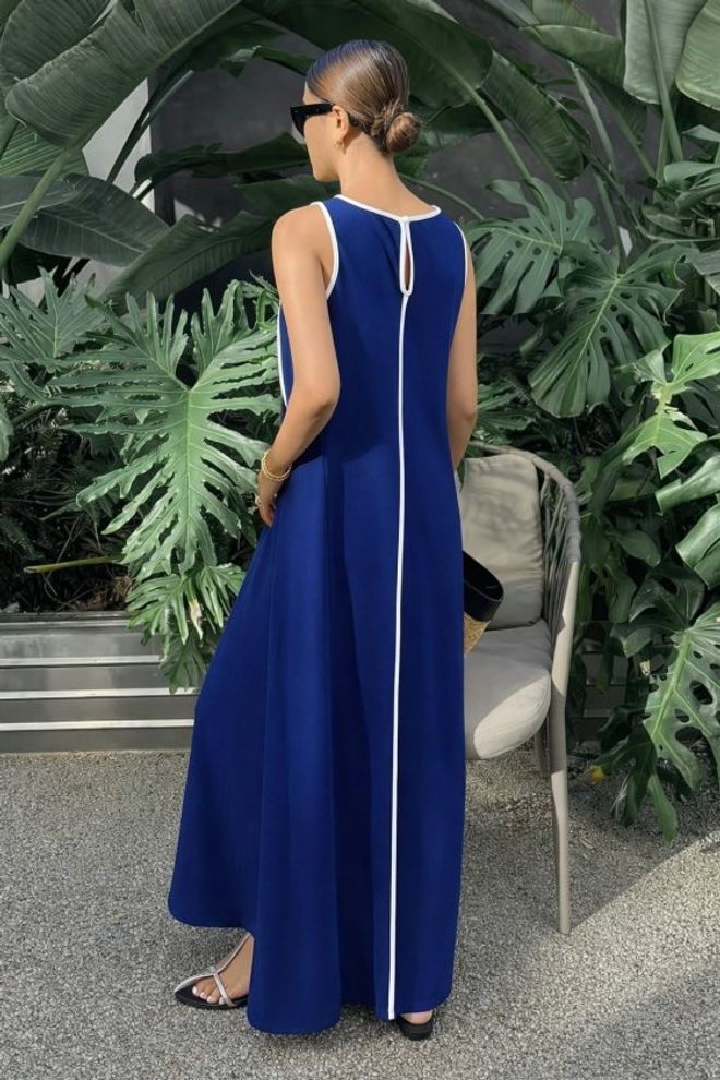 Janes Blue A Line Dress With Cap Sleeves Wholesale Clothing Spring