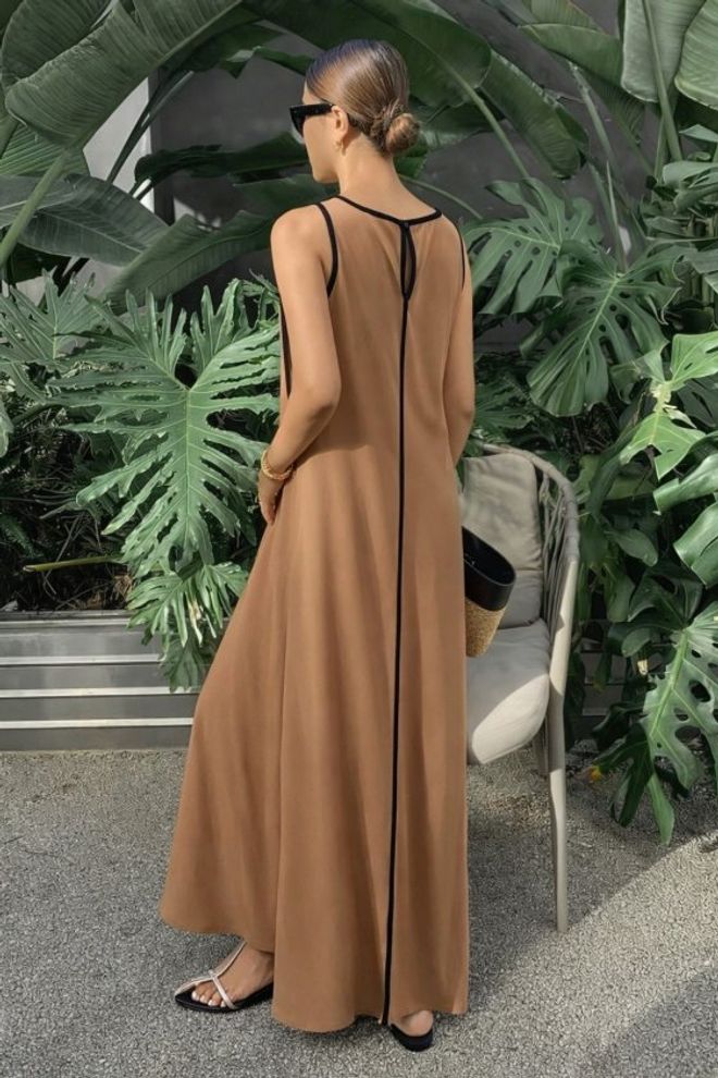 Janes Brown Cap Sleeve Shift Dress Wholesale Clothing Spring