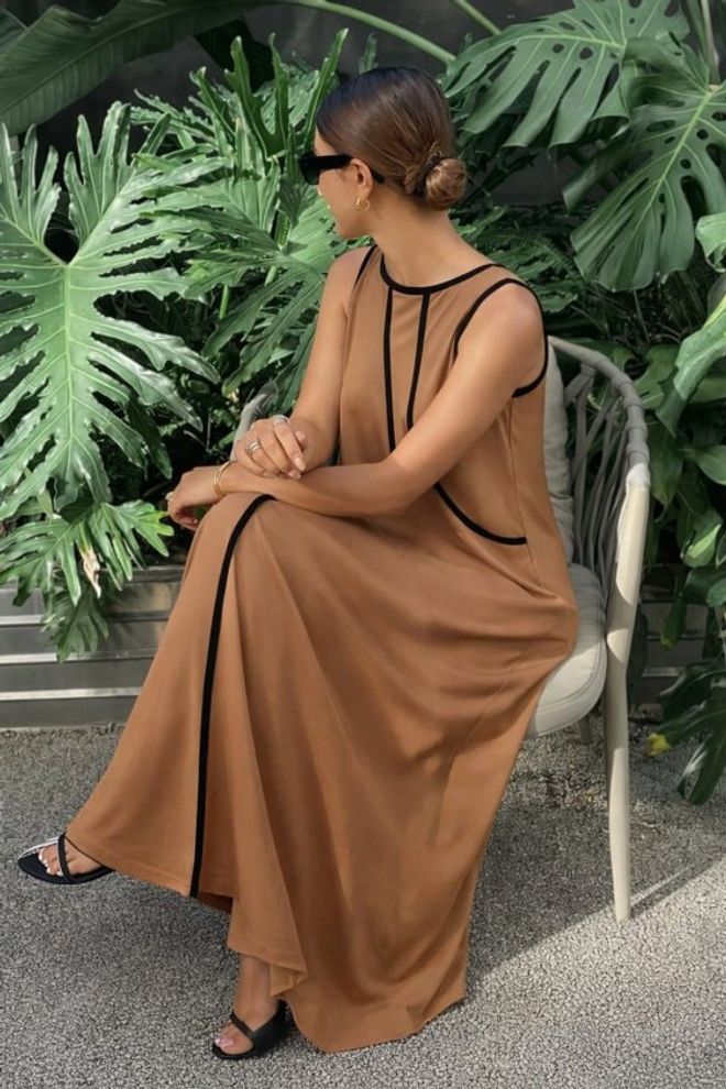 Janes Brown Cap Sleeve Shift Dress Wholesale Clothing Beach