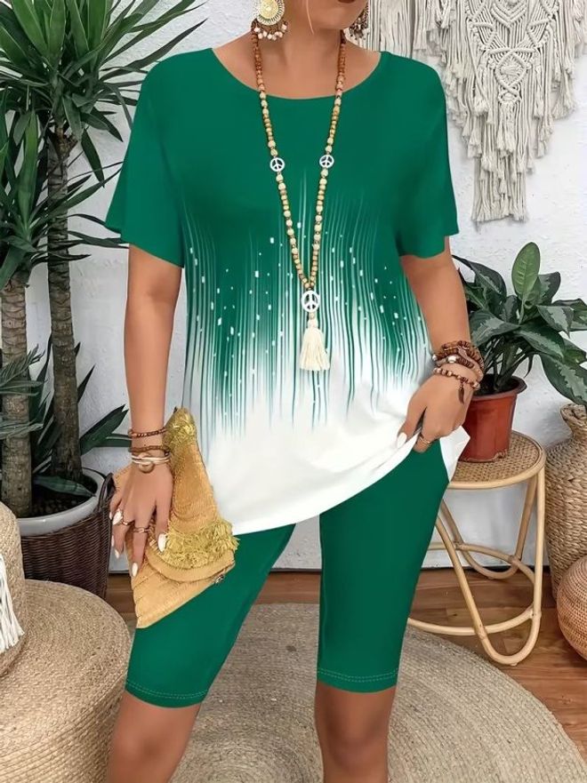 Janes Костюм Зелено Небрежен Спорт Уголемен Размер Дрехи на едро Небрежен