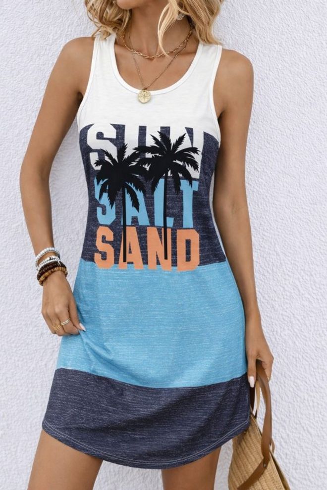 Janes Vestido Mini Azul Casual Deportivo Tank Ropa al por mayor Casual