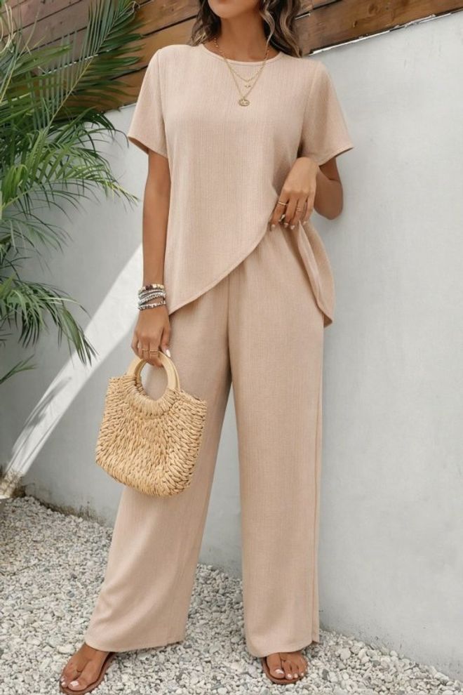 Janes Béžová Elegantný Neformálny Súprava Veľkoobchod s oblečením Skromný