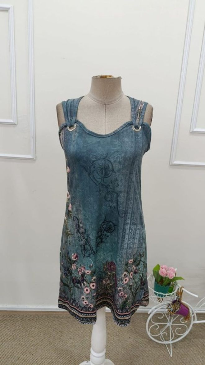 Janes Bleu Robe Décontracté Boho Ligne A Mini Vêtements en gros Printemps