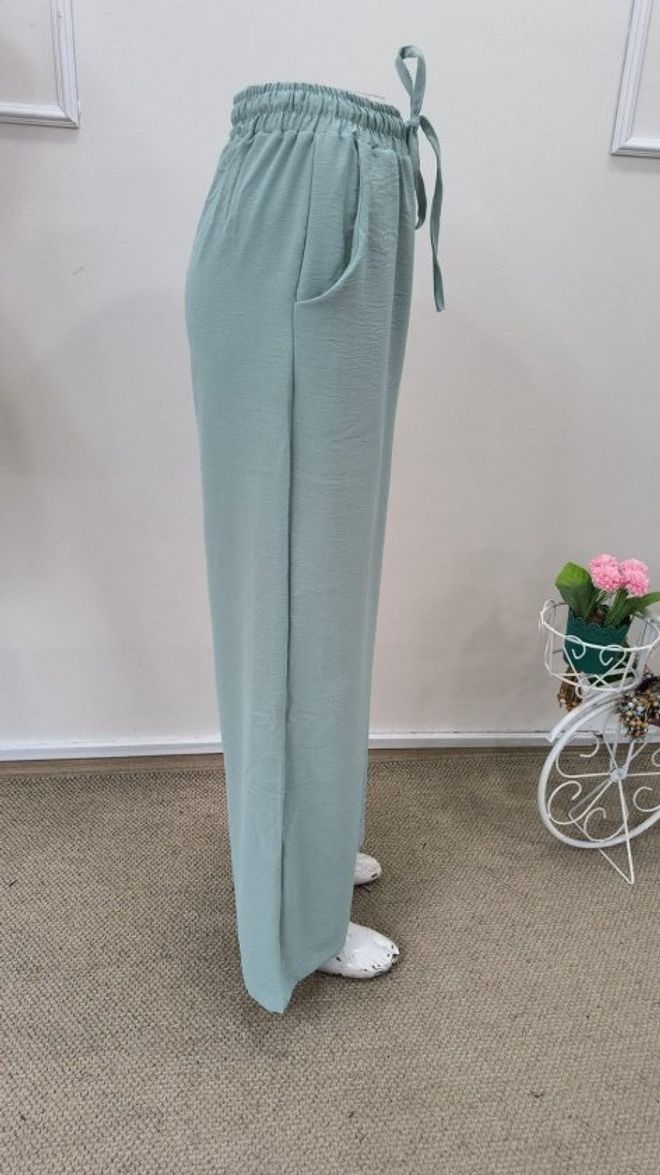 Janes Calças Palazzo Desportivas Casuais Verdes Roupas por atacado Desporto