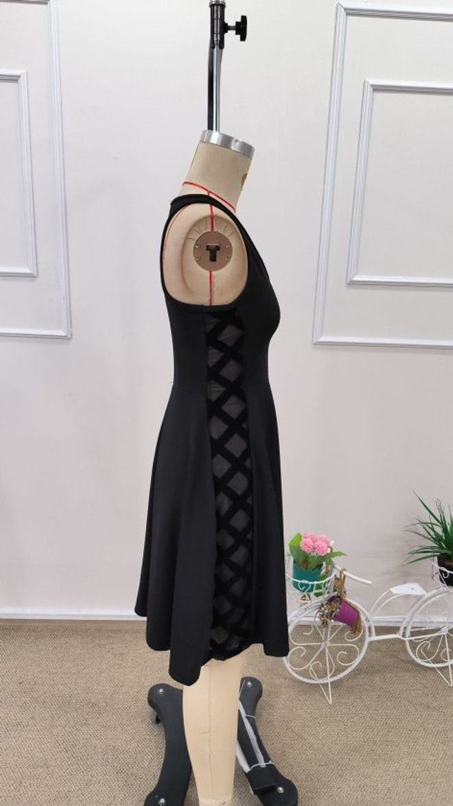 Janes Vestido Preto Sexy Casual Em Linha A Mini Roupas por atacado 5