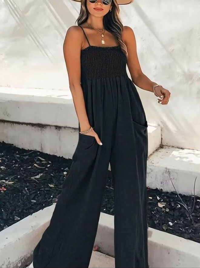 Janes Черный Ромпер Без Рукавов С Квадратным Вырезом Комбинезон Оптовая продажа одежды Повседневный