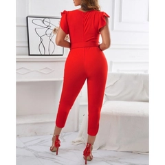 Ένα μοντέλο χονδρικής πώλησης ρούχων φοράει 41762 - Overalls - Red, τούρκικο Ολόσωμη φόρμα χονδρικής πώλησης από Janes