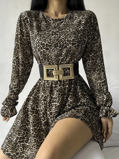 Veleprodajni model oblačil nosi 42190 - Dress - Leopard Pattern, turška veleprodaja Obleka od Janes