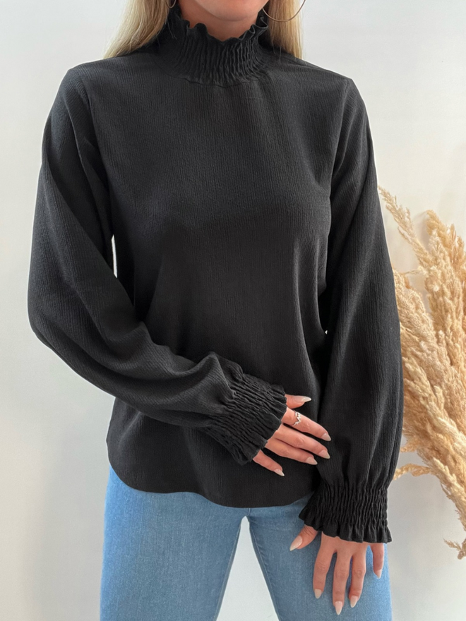 Ilia Blouse Black Wholesale Clothing Fall