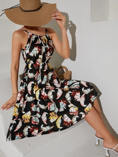 A wholesale clothing model wears JAN10322 - Dress - Multicolor, Turkish wholesale Dress of Janes