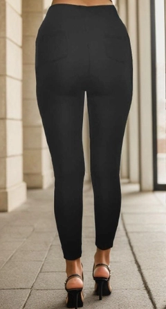 A wholesale clothing model wears jan11771-women's-waist-and-side-lace-detail-diver-tights-black, Turkish wholesale Leggings of Janes