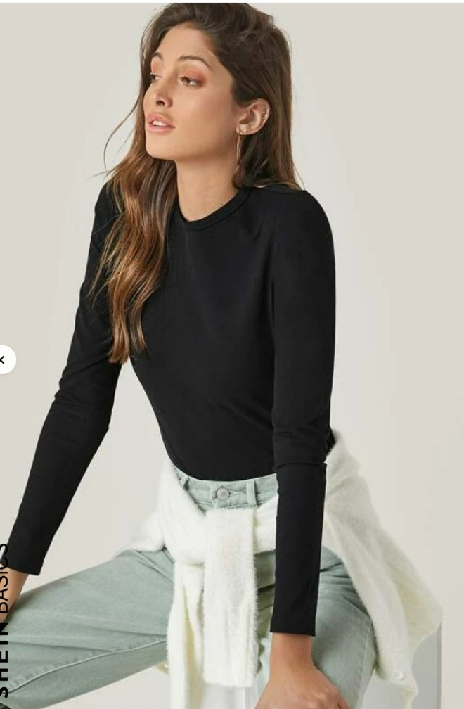 Janes Blouse En Tissu Jersey Simple Noir Vêtements en gros Décontracté