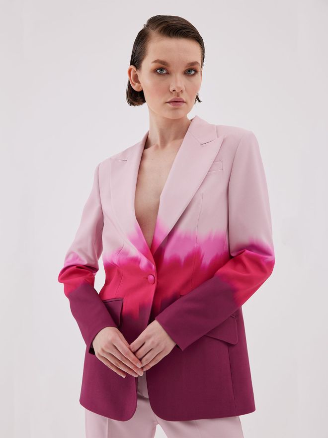 Juste Gradient Detailed Fussia Jacket Trousers Set Wholesale Clothing No Fabric